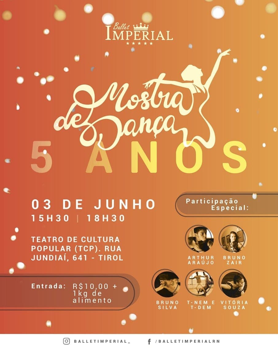 Ballet Imperial completa cinco anos e comemora aniversário com Mostra de Dança neste domingo no Tirol
