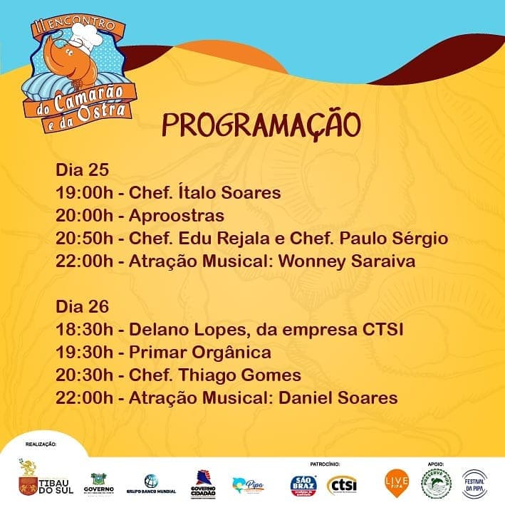Prefeitura de Tibau do Sul lança programação do II Encontro do Camarão e da Ostra