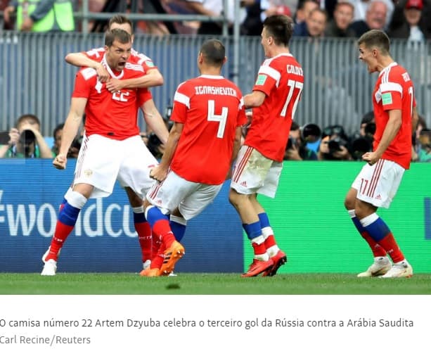 Rússia faz 5 a 0 na Arábia Saudita no jogo de abertura da Copa