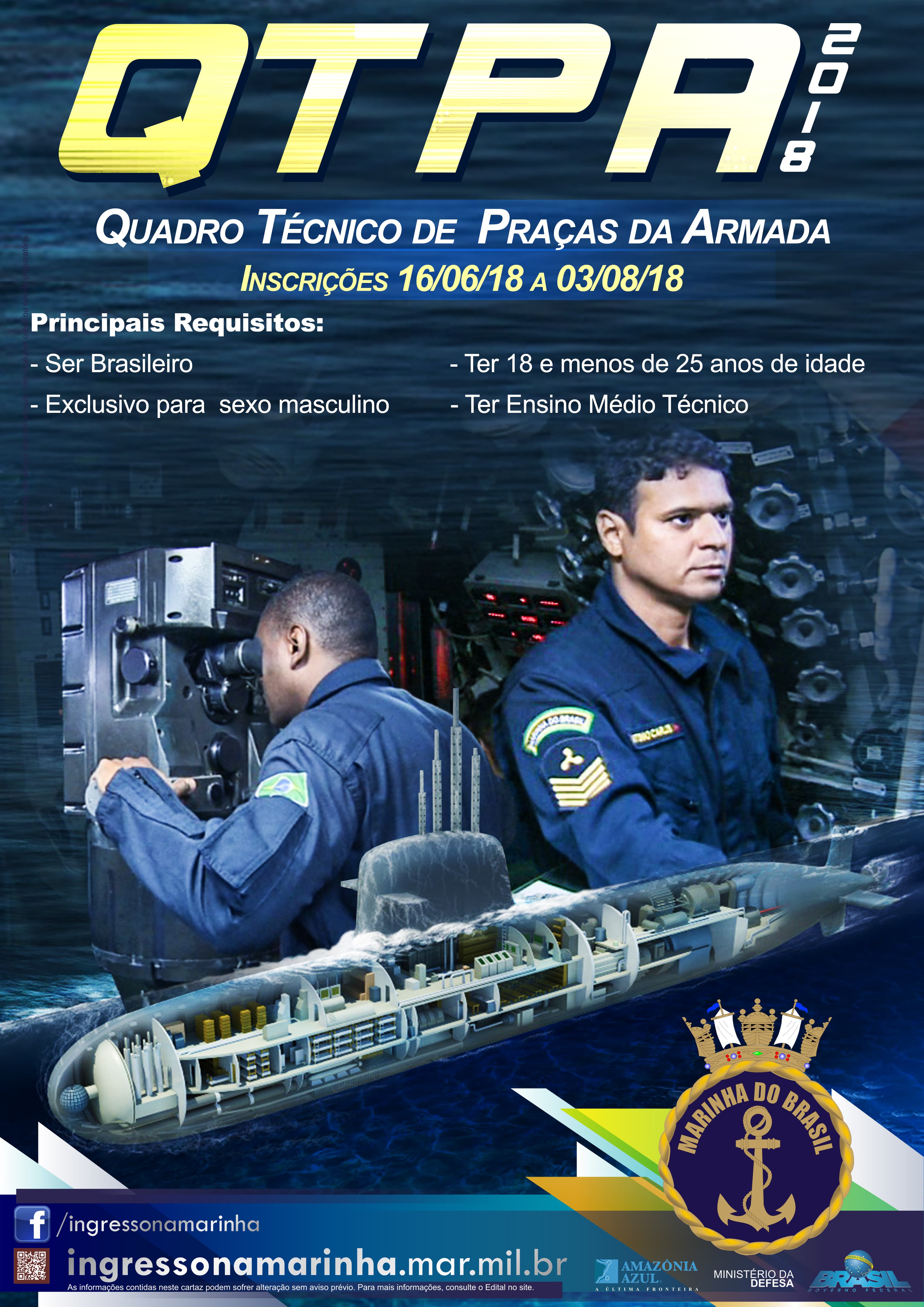 Marinha oferece 30 vagas para níveis médio e técnico