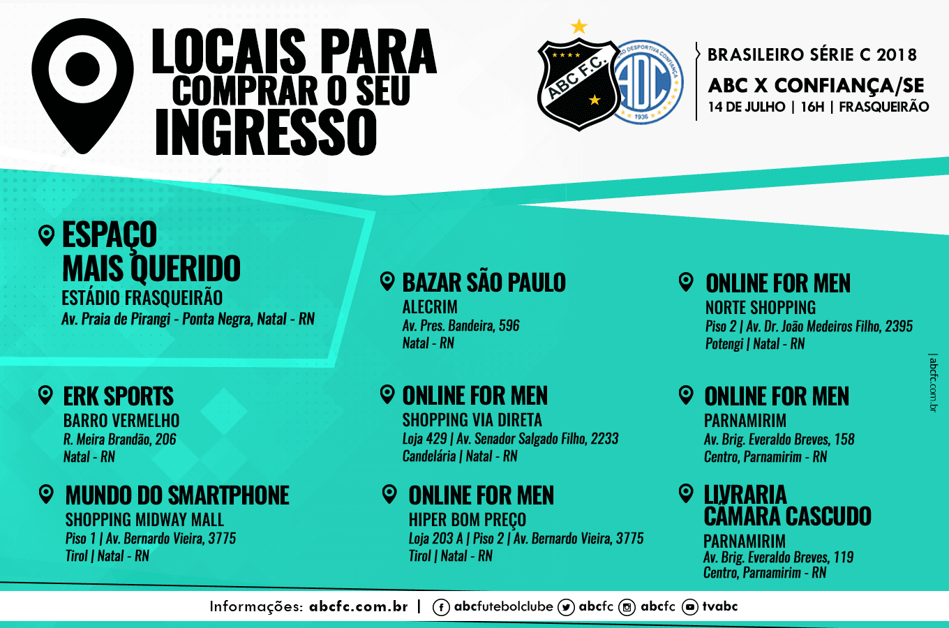 Veja valores e pontos de venda disponíveis de ingressos para ABC x Confiança/SE neste sábado