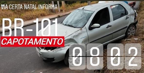 FOTO: Capotamento na BR-101,na Grande Natal, deixa motorista ferida
