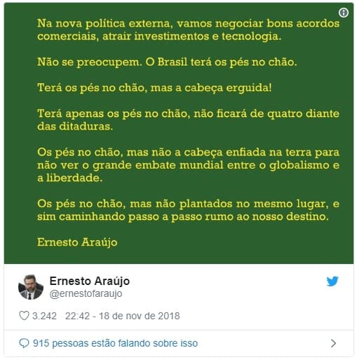 Itamaraty buscará ‘falcatruas’ do PT na diplomacia, anuncia novo chanceler
