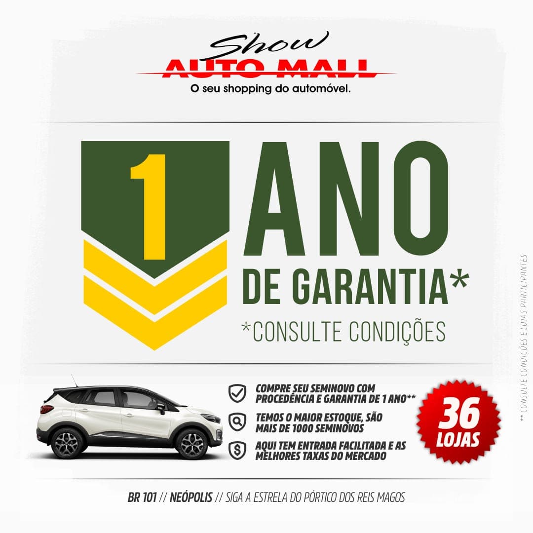Show Auto Mall: o maior estoque, entrada facilitada e seu automóvel seminovo com procedência e garantia de 1 ano