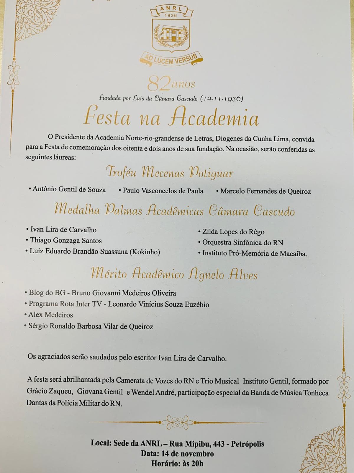 Blog do BG recebe homenagem da Academia Norte-riograndense de Letras nesta quarta-feira