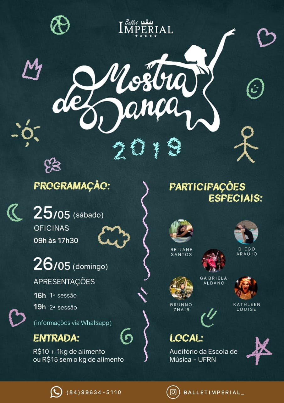 Ballet Imperial promove na Escola de Música da UFRN neste fim de semana sua quinta edição da Mostra de Dança - "Por mais arte na Escola"