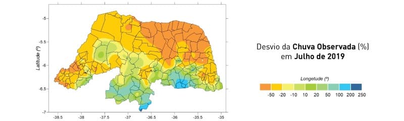 Chuvas em julho: 17,9% abaixo do normal no RN