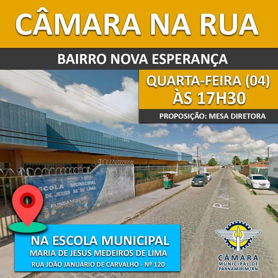 Câmara Municipal de Parnamirim realizará sessão no bairro Nova Esperança nesta quarta-feira