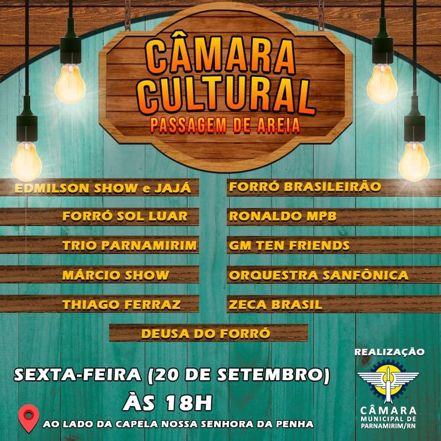 Bairro Passagem de Areia em Parnamirim recebe o projeto ‘Câmara Cultural’ nesta sexta-feira