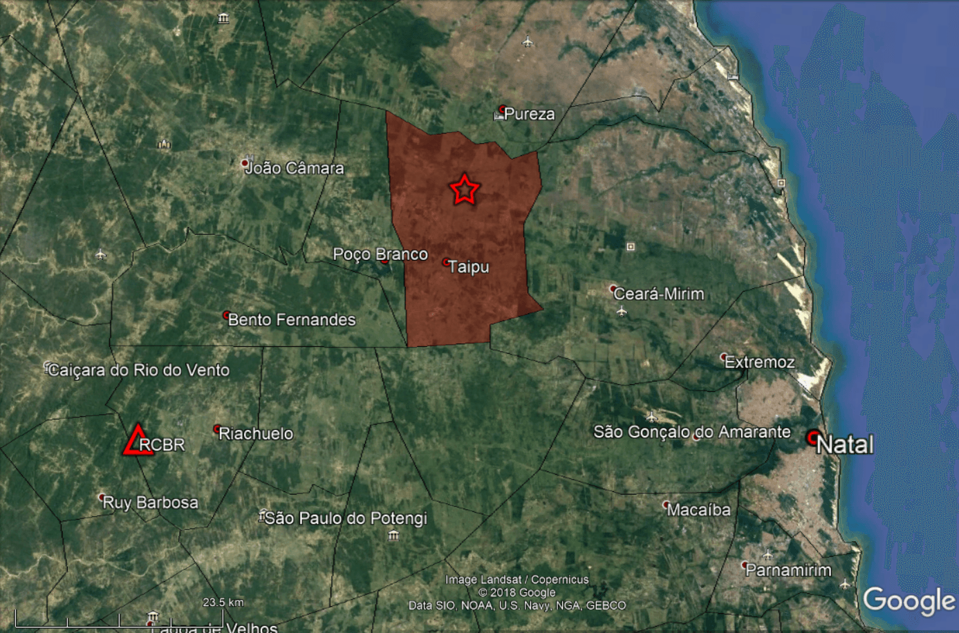 Sismologia registrou tremor no município de Taipu, distante 50 km de Natal