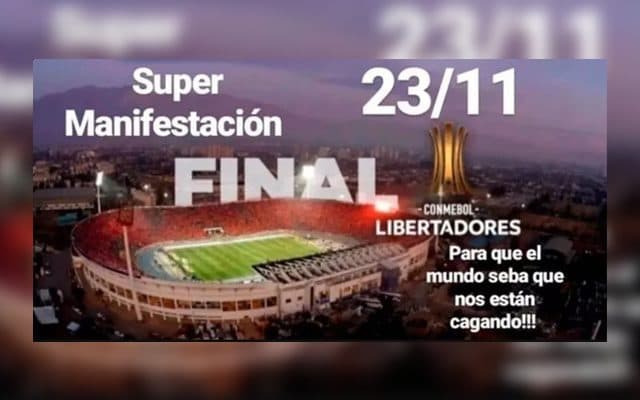 Chilenos confirmam “supermanifestação” no país em dia da final da Libertadores