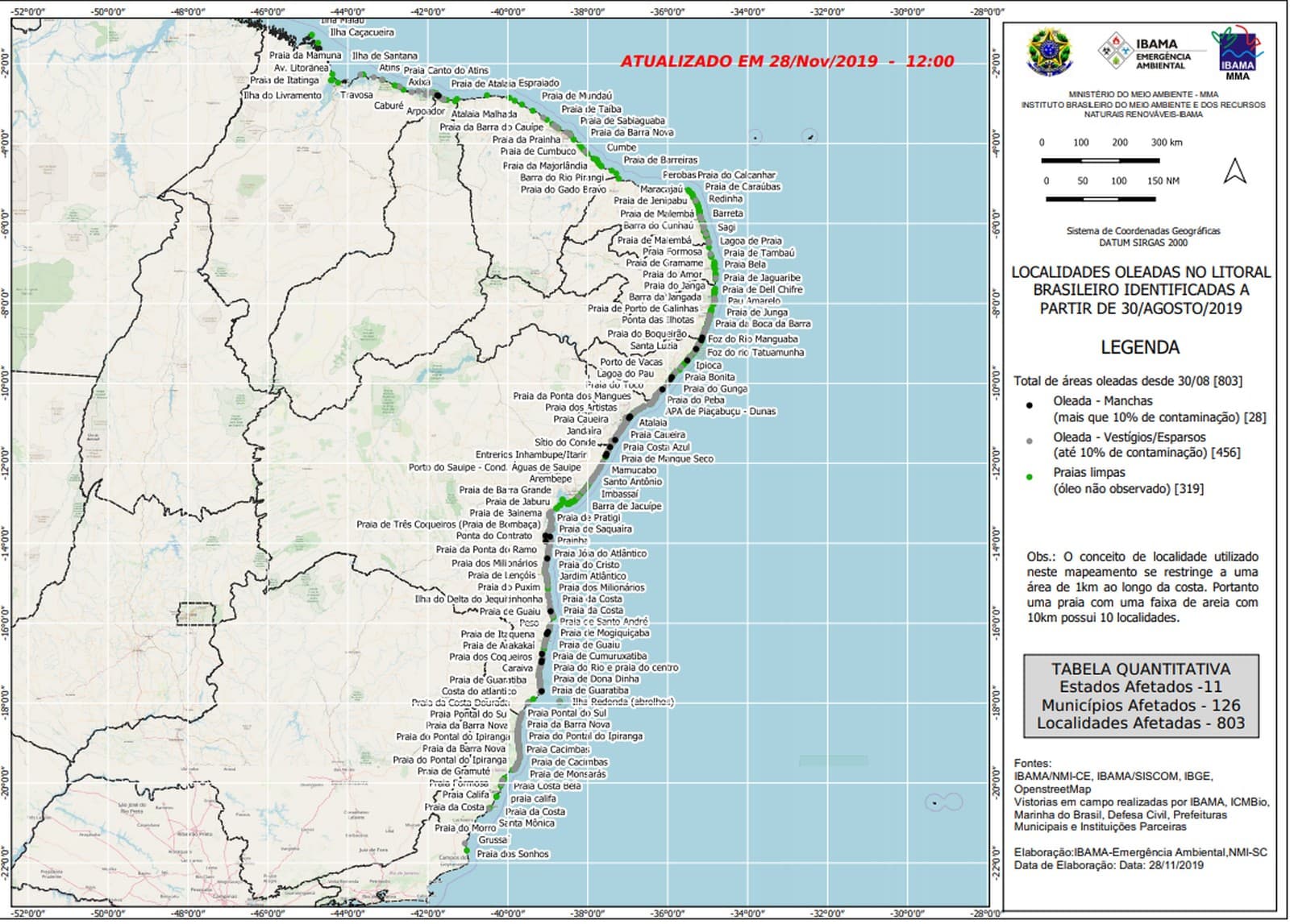 Marinha informa que quase 5 mil toneladas de óleo já foram recolhidas do litoral do país