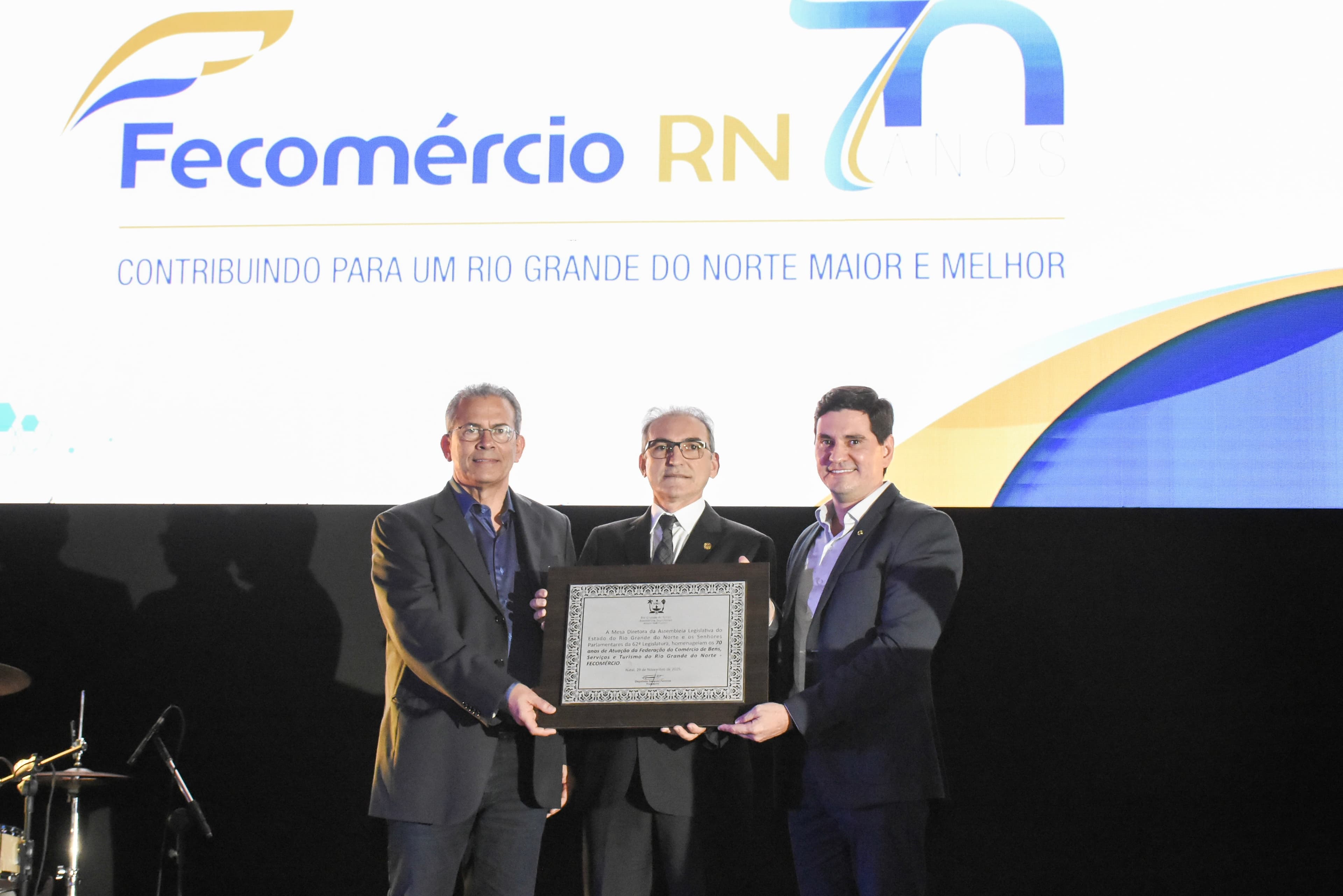 ALRN homenageia Fecomércio pelos 70 anos de serviços prestados ao RN