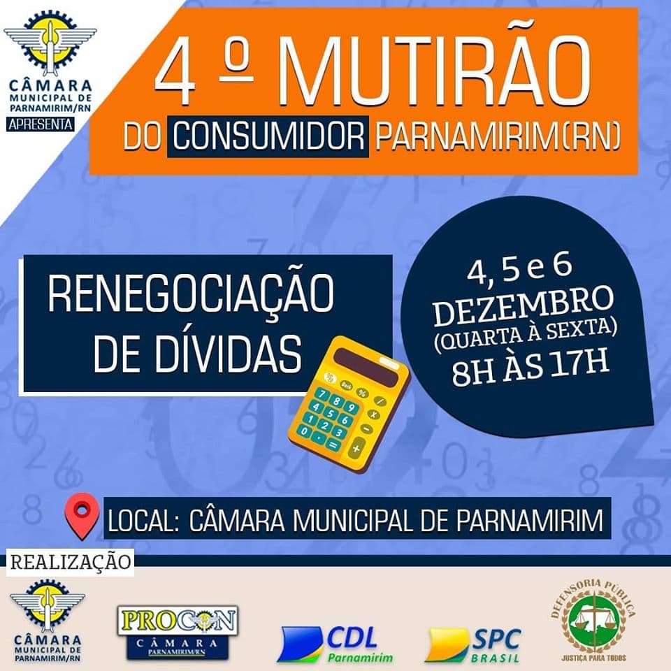 Câmara Municipal de Parnamirim realizará 4º Mutirão do Consumidor