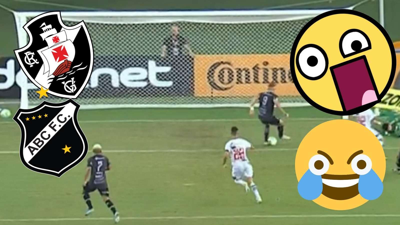 FOTO: Contra o Vasco, atacante Paulo Sérgio, do ABC, perde o gol “mais feito” de 2020, e vira meme