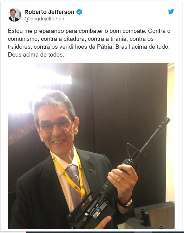 Novo aliado, Roberto Jefferson sugere a Bolsonaro ‘demitir o Supremo', cassar a Globo e posta foto com arma