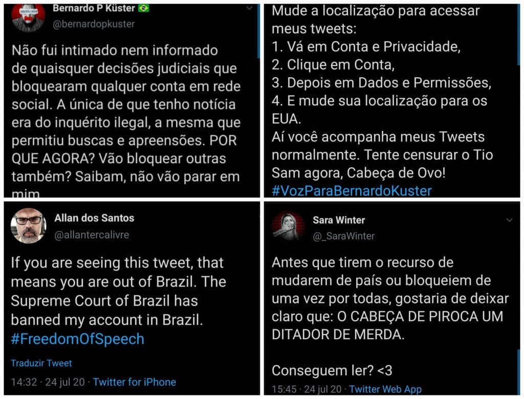 Bolsonaristas contornam ordem do STF e mudam localização dos perfis no Twitter para continuar postando