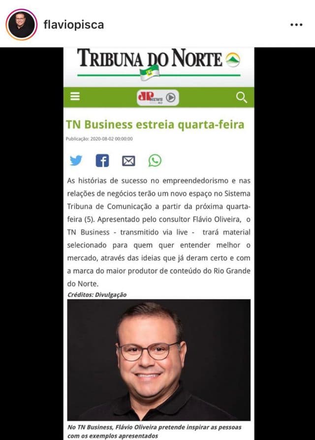 Flávio Oliveira comandará o TN Business na Tribuna do Norte