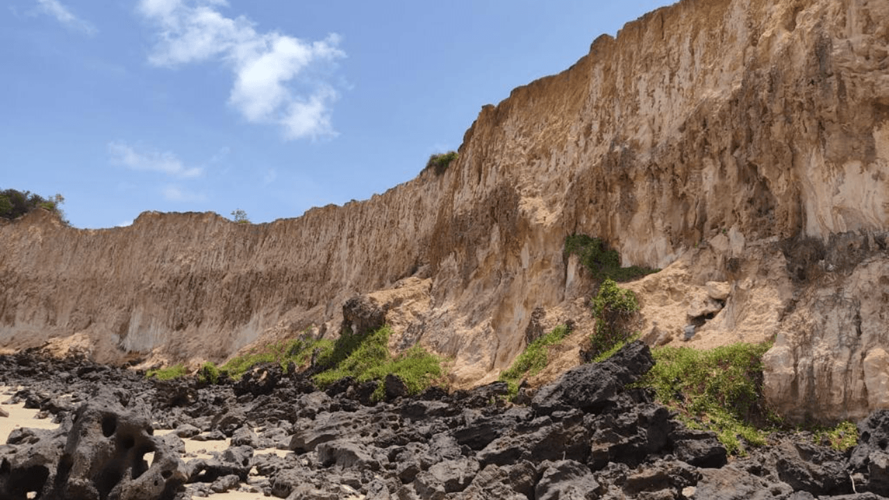 Vistoria em falésias da praia de Cotovelo é realizada e plano de ação em elaboração prevê instalação de placas informativas