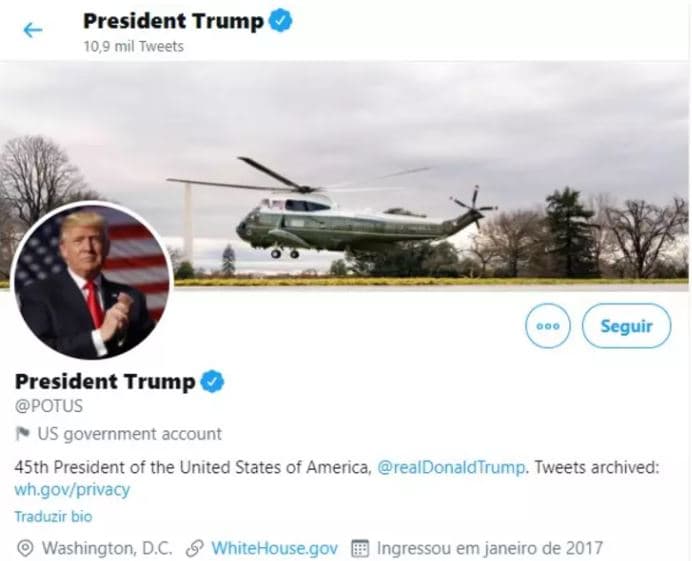 Twitter vai transferir conta oficial de presidente dos EUA para Biden