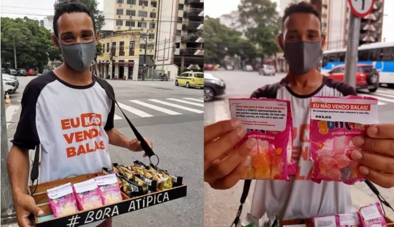 FOTO - ‘Não vendo balas': ambulante inova e ganha bolsa para cursar faculdade no Rio