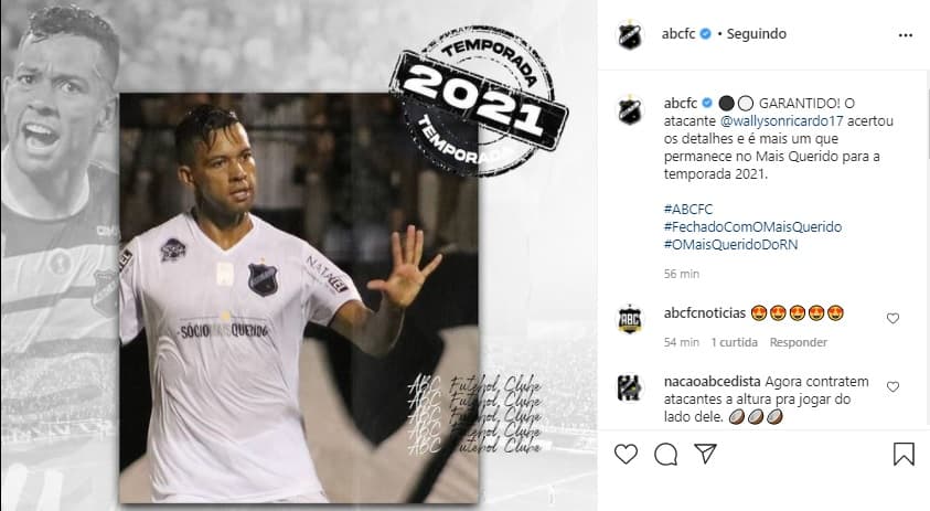 ABC anuncia a permanência de Wallyson para a temporada 2021