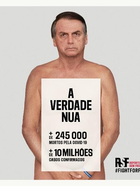 Com Bolsonaro "nu", entidade Repórteres Sem Fronteira lança campanha contra "desinformação" do governo