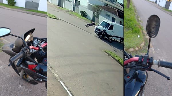 MELHOR QUE NINJA - (VÍDEO): Motociclista é arremessado de moto e cai em pé em acidente no PR