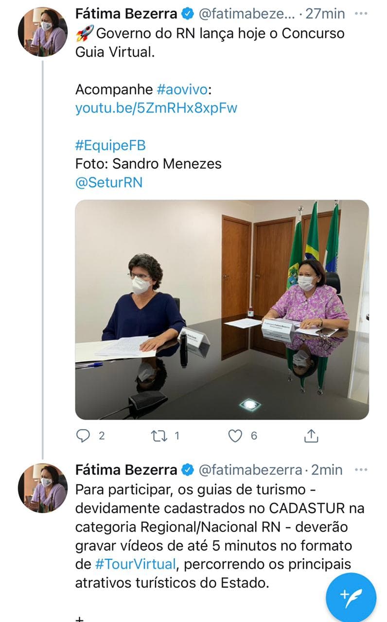 NÃO É BRINCADEIRA: Enquanto os guias de turismo precisam de socorro e auxílio, Fátima anuncia concurso virtual