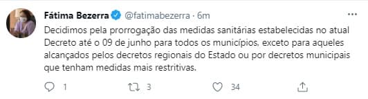 Decreto atual do Governo do Estado será prorrogado