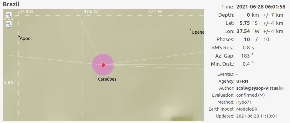 Após fim de semana, Caraúbas-RN registra nesta segunda-feira mais um tremor de terra