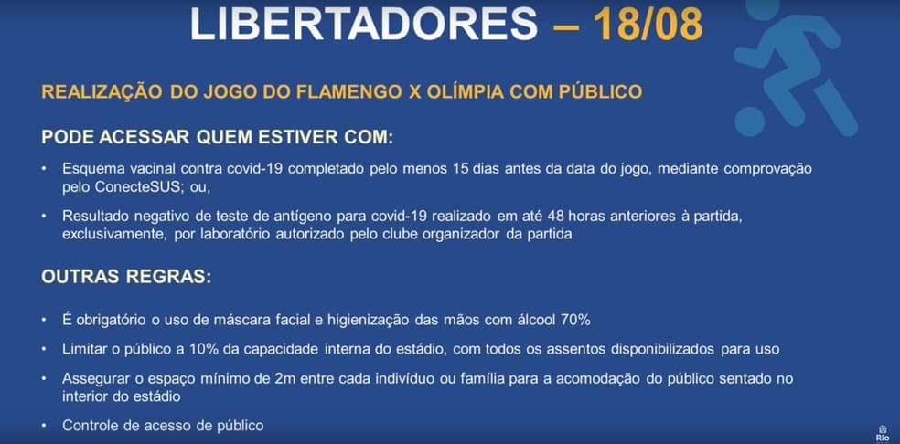 Prefeitura do Rio libera 10% de público(totalmente imunizado) no Maracanã para a partida do Flamengo na Libertadores