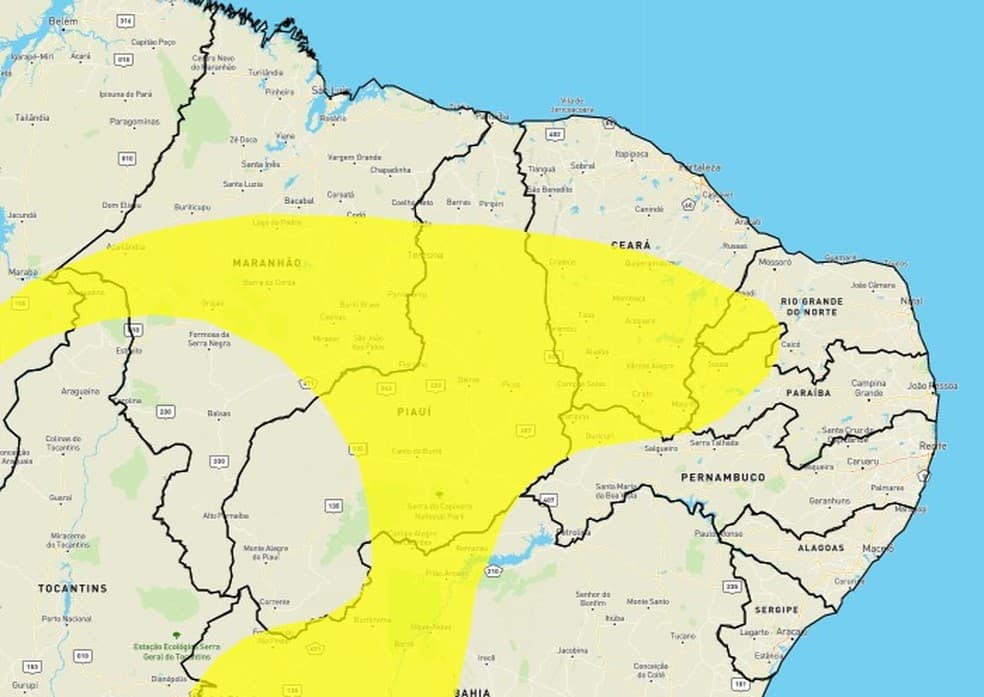 Instituto Nacional de Meteorologia (Inmet) emite alerta de baixa umidade para 45 cidades do RN