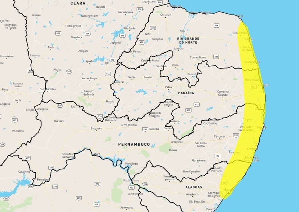 Instituto Nacional de Meteorologia alerta para chuvas intensas em Natal e mais 32 cidades do RN