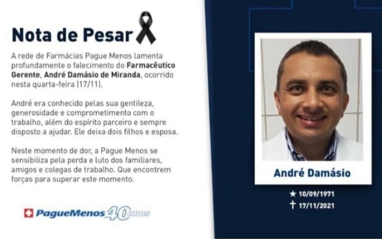 Farmácia publica mensagem para gerente assassinado: “Ele era conhecido por generosidade”