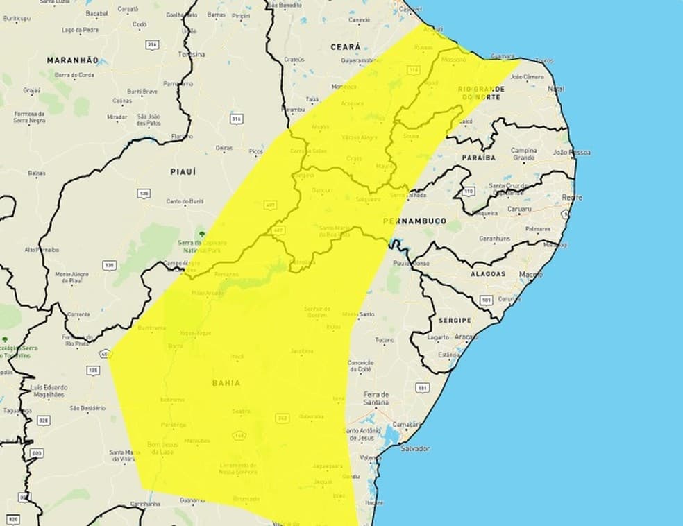 78 cidades do RN estão em alerta para chuvas intensas; confira lista