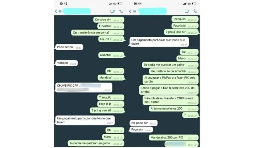 CONTRAGOLPE: Homem recebe pedido de transferência de dinheiro via WhatsApp, reage e ‘ganha' pix de R$ 228 do golpista