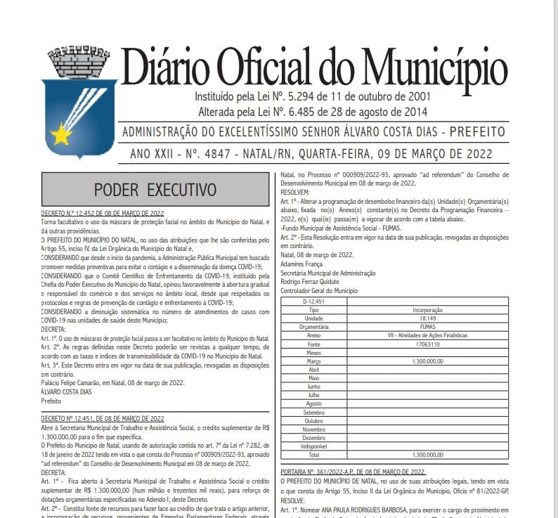URGENTE: Uso de máscara em Natal passar a ser facultativo