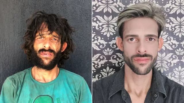 FOTOS: Após passar por transformação em salão de beleza, morador de rua decide mudar de vida: ‘Cansei da humilhação'