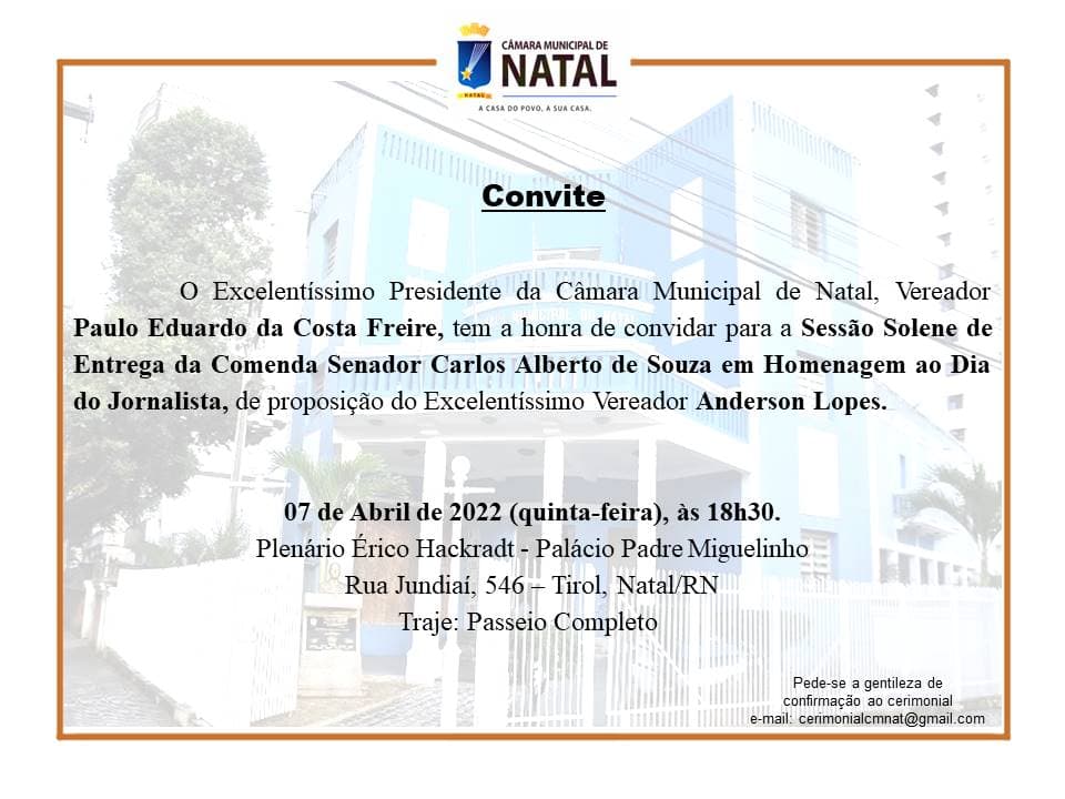 Câmara de Natal homenageia jornalistas na próxima quinta (7)