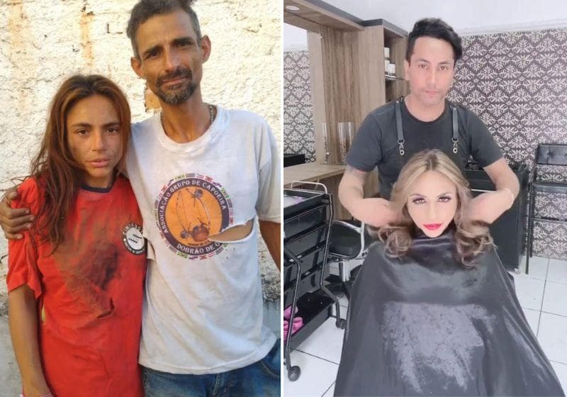 VÍDEO: Cabeleireiro faz transformação para casal sem teto ir a entrevista de emprego