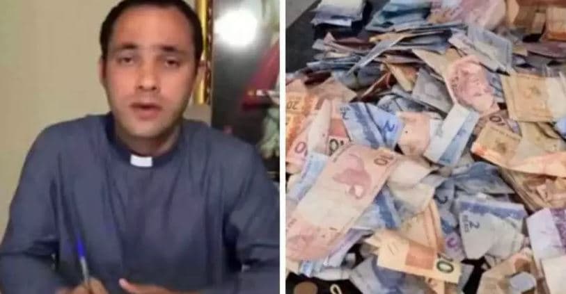 Ladrão rouba carro de padre, acha R$ 23 mil e distribui dinheiro na rua