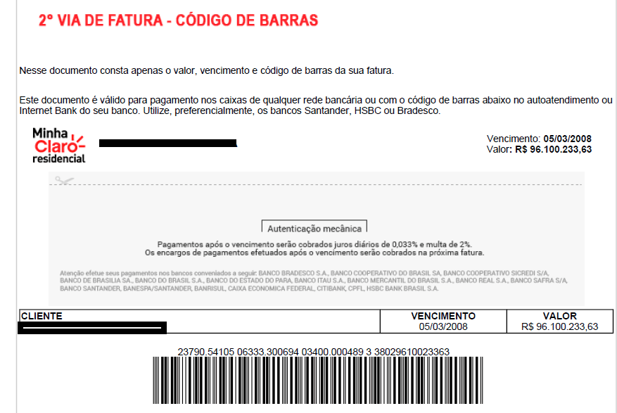 EM NATAL: Claro multa cliente em quase 100 milhões de reais sem ele nunca ter tido conta na empresa