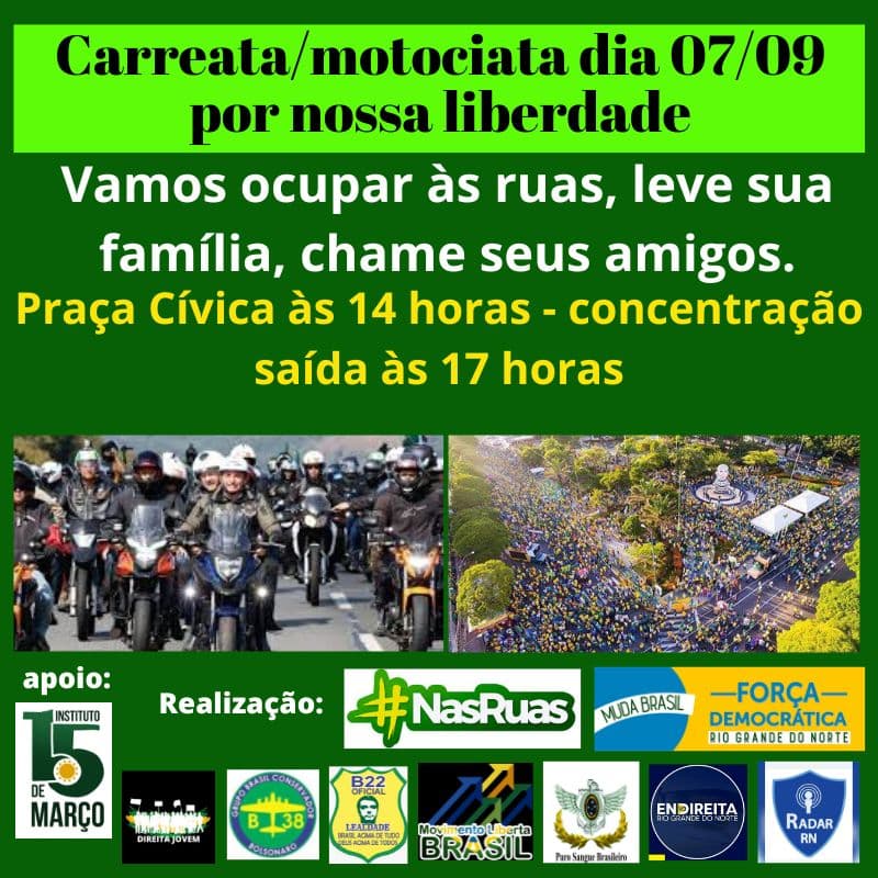 Em Natal, ato em defesa de liberdade acontece às 14h da quarta (7)