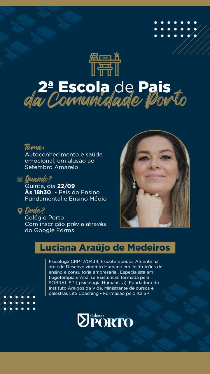 Colégio Porto realiza ações do Setembro Amarelo com pais e alunos