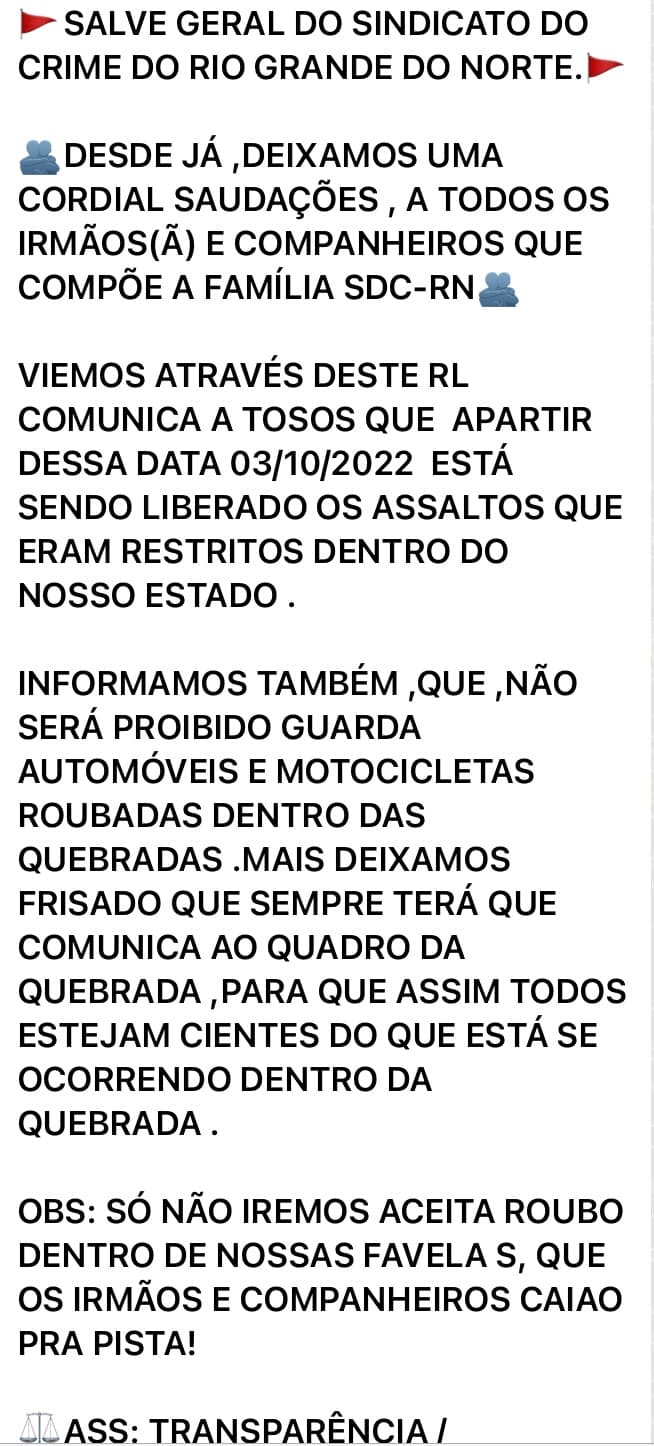 PM não confirma "salve", mas vai reforçar segurança em Areia Preta e Petrópolis