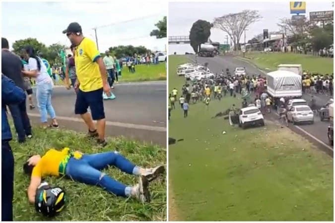 VÍDEO: motorista atropela manifestantes que bloqueavam rodovia; uma vítima foi socorrida em estado grave