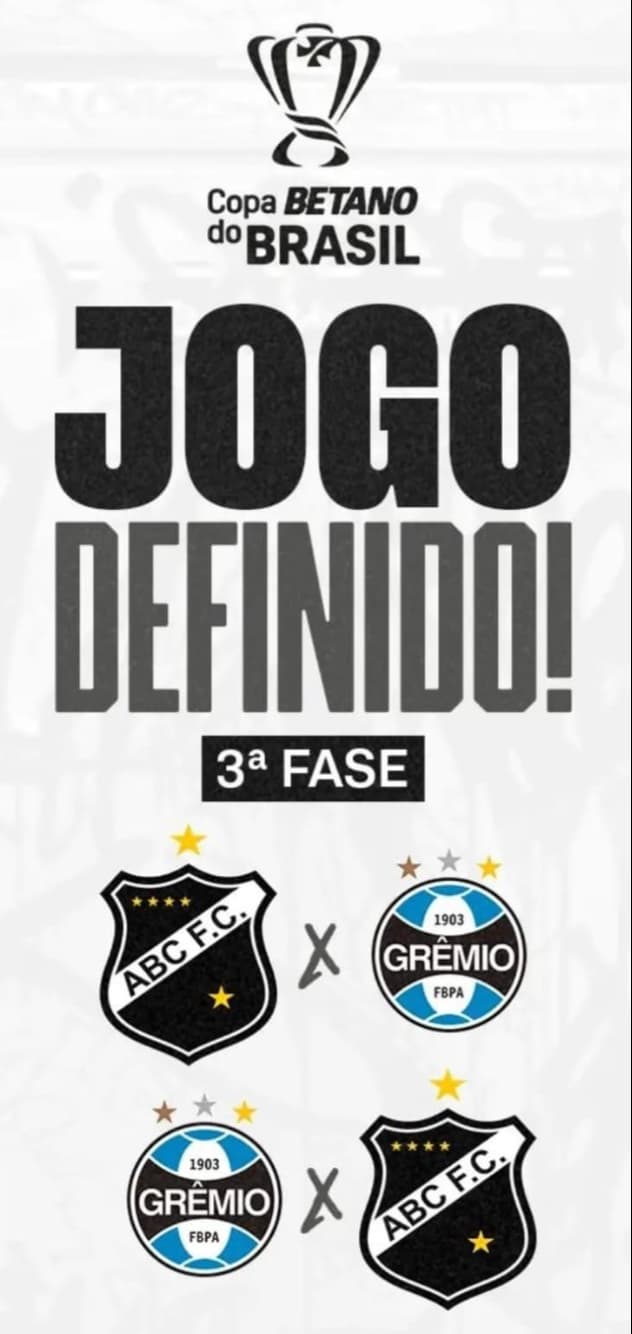 ABC e Grêmio se enfrentam na ‘Terceira Fase da Copa Betano do Brasil’