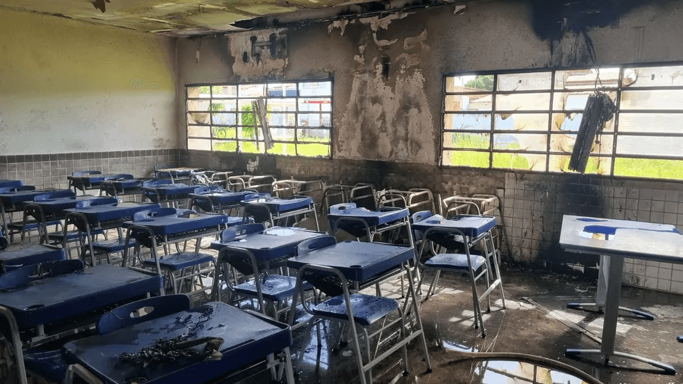 Sala de aula é atingida por incêndio em escola pública no interior do RN
