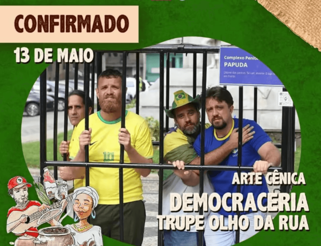 Feira do MST tem encenação de bolsonaristas presos
